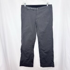 Prana Womens Straight Leg‎ Hiking Pants Belted Cinch Size 14 Gray Stretch